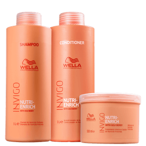 Wella Invigo Nutri-Enrich Shampoo 1000ml, Condicionador 1000ml e Máscara 500ml