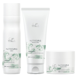 Wella NutriCurls Shampoo 250ml, Condicionador 200ml e Máscara 150ml