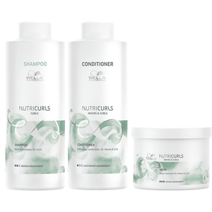 Wella Nutricurls Shampoo 1000ml, Condicionador 1000ml e Máscara 500ml