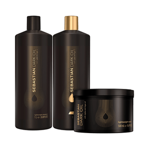 Sebastian Dark Oil Shampoo 1000ml, Condicionador 1000ml e Máscara 500ml