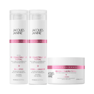 Jacques Janine Recontrução Total Shampoo 240ml, Condicionador 240ml e Máscara 240g