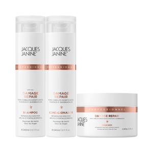 Jacques Janine Damage Repair Shampoo 240ml, Condicionador 240ml e Máscara 240g