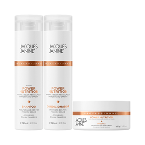 Jacques Janine Power Nutrition Shampoo 240ml, Condicionador 240ml e Máscara 80g