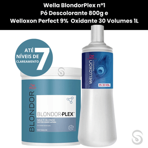 Kit 1 Wella BlondorPlex Descolor. 800g e 1 Ox 9% 30 Vol. 1L