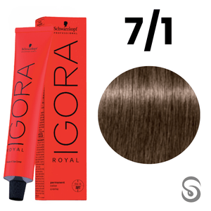 Schwarzkopf Igora Royal Coloração 7/1 Louro Médio Cinza  60ml