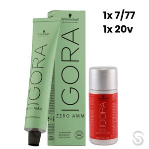 Igora Zero Amm 1x7/77 Louro Médio Cobre 60ml + Ox 20VOL